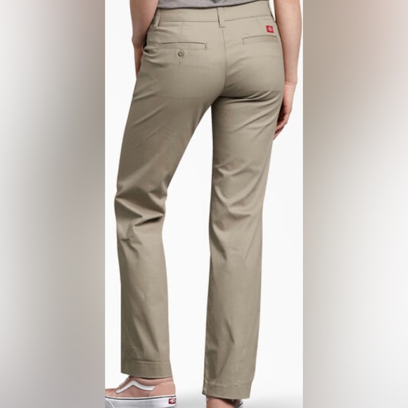 NWT Dickies Women's Size 10SH Khaki Relaxed Fit Straight Leg Stretch Twill Pants - Picture 5 of 7